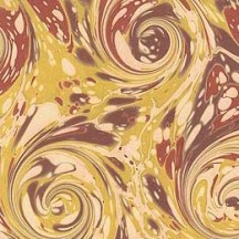 Hand Marbled Paper French Curl Pattern in Yellow and Brown ~ Berretti Marbled Arts